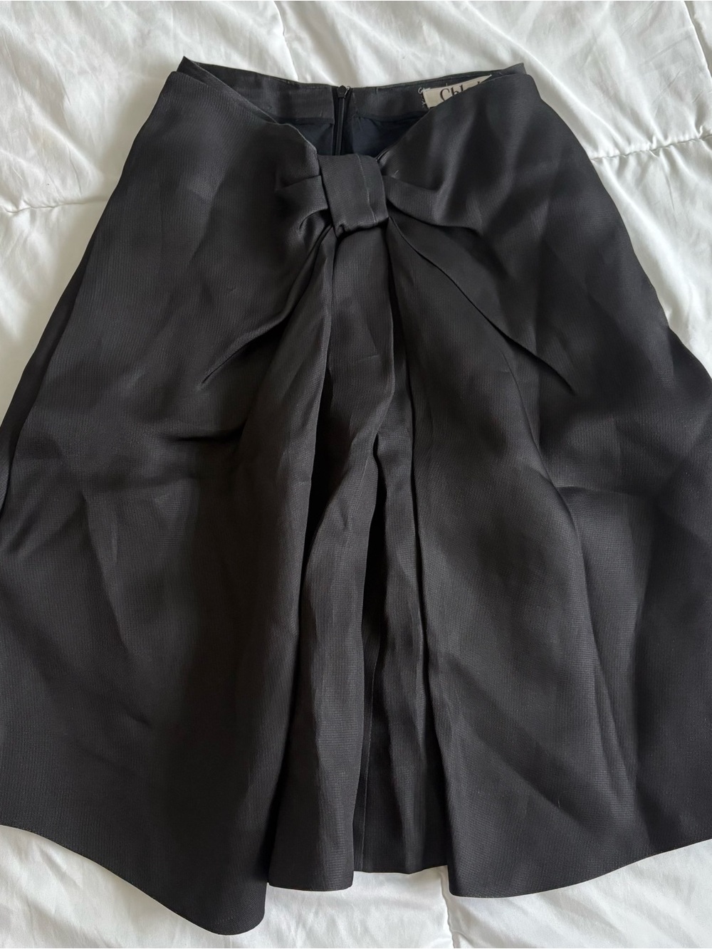 Chloe Sheer Silk Midi Skirt with Bow